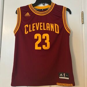 Cleveland Cavaliers #23 LeBron James Adidas Youth Medium NBA Jersey Wine Gold